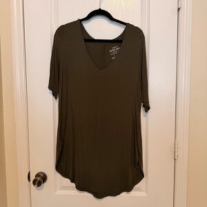Torrid Olive Short Sleeve V-Neck Top
